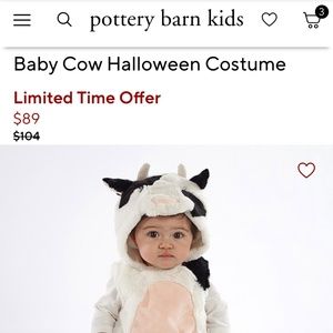 Pottery Barn Baby Cow Costume 12-24 months